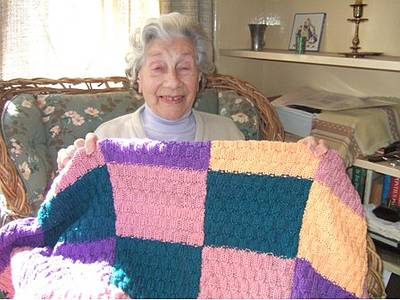 Gertie is 97 years  old and knits blankets - this one will go out with me to a person in the township