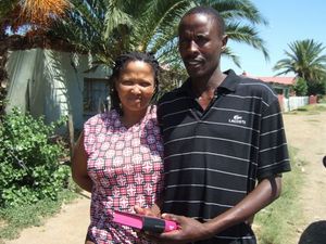 Naomi and Joseph with their Sesotho Bible