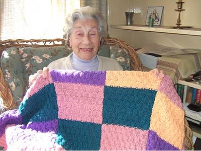 Gertie is 97 years old and knits blankets - this one will go out with me to a person in the township