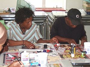 Chris and Gladys being very creative, enjoying themselves