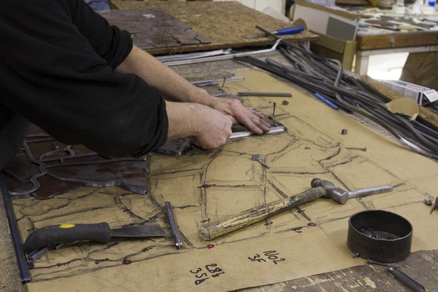 Setting out stained glass