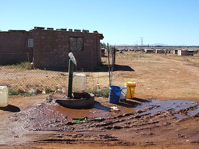 The water supply in the township - which stops when there are no rains.
