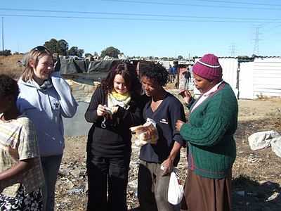 Sharing photos in the township.
